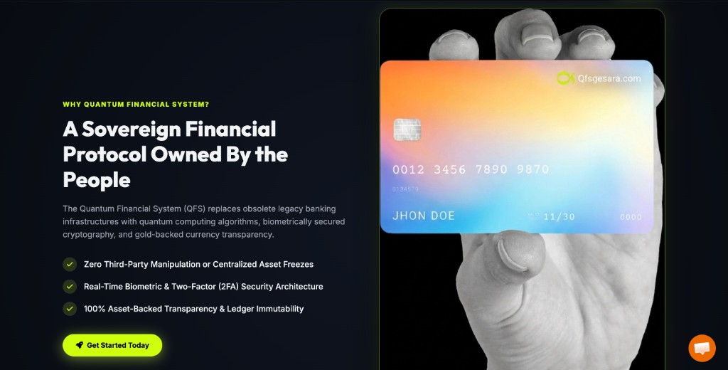 Hand holding a QFS virtual card